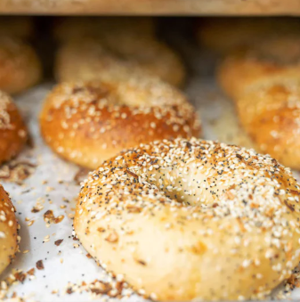Everything bagels close-up